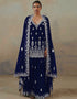 Blue Lehenga style Suit Faux Georgette Salwar Kameez in Embroidery, Mirror & Lace Work